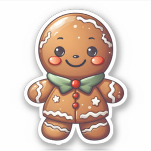 Kawaii Schattigee kerst peperkoek gebakken met lie Sticker