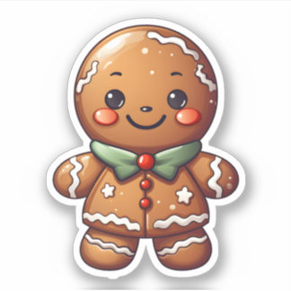 Kawaii Schattigee kerst peperkoek gebakken met lie Sticker