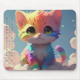 Kawaii Schattigee regenboog kitten op een wolk mou Muismat