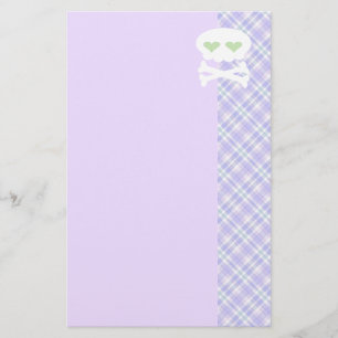 Kawaii Schedel Kruisbeenderen op Punk Paarse Schot Briefpapier