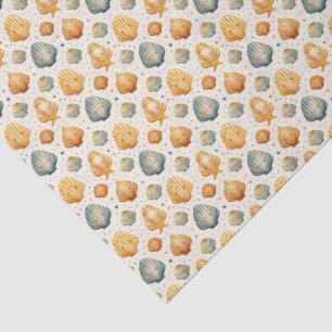 Kawaii schelpen geel en blauw tissuepapier