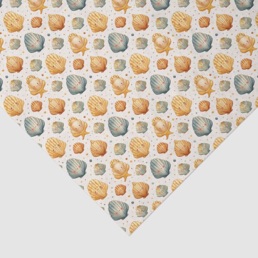 Kawaii schelpen geel en blauw tissuepapier (Detail)