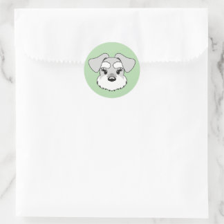 Kawaii Schnauzer with Long Eyelashes Ronde Sticker