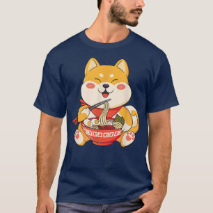 Kawaii Shiba Inu Dog Eat Ramen kluut Japan Anime D T-shirt