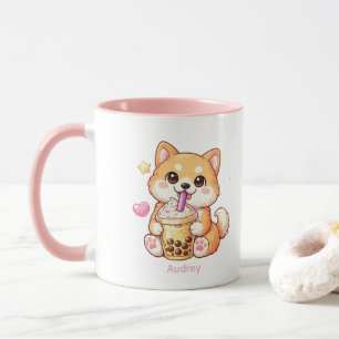 Kawaii Shiba Inu Drinkt Bubble Tea Unisex Mok