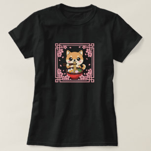 Kawaii Shiba Inu Eet Ramen Noedels Japans  T-shirt