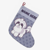 Kawaii Shih Tzu Grote Kerstsok (Voorkant (Hangend))