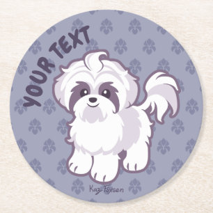 Kawaii Shih Tzu Ronde Kartonnen Onderzetter