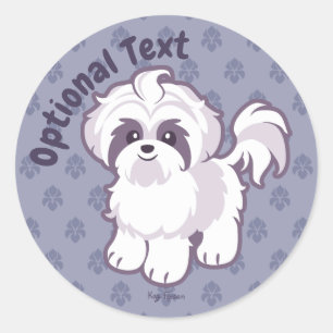 Kawaii Shih Tzu Ronde Sticker
