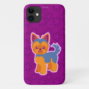 Kawaii Short Hair Yorkie Cartoon Dog iPhone 11 Hoesje
