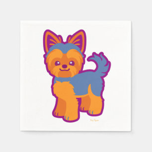 Kawaii Short Hair Yorkie Cartoon Dog Servet