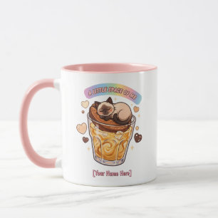 Kawaii Siamese Kat Slapend op Koffie Esthetiek Mok