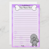 Kawaii Silver Poodle Stationery Briefpapier (Voorkant / Achterkant)