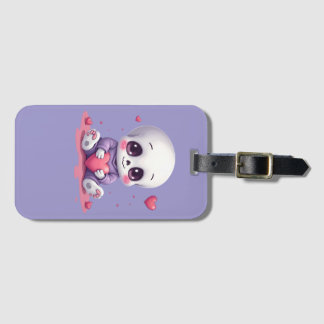 Kawaii Skelet met Hart Bagagelabel