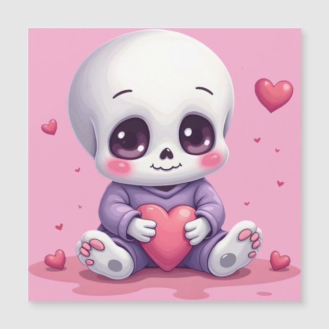 Kawaii Skeleton Holding Heart (Voorkant)