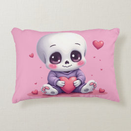 Kawaii Skeleton Holding Heart Accent Kussen