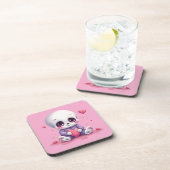 Kawaii Skeleton Holding Heart Bier Onderzetter (Rechterzijde)