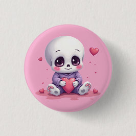 Kawaii Skeleton Holding Heart Ronde Button 3,2 Cm