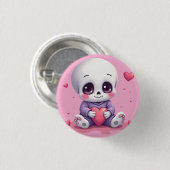 Kawaii Skeleton Holding Heart Ronde Button 3,2 Cm (Voorkant /achterkant)