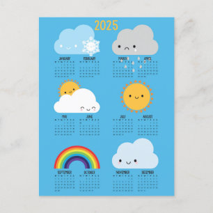 Kawaii Skies Gelukkig Weer 2025 Kalender Briefkaart