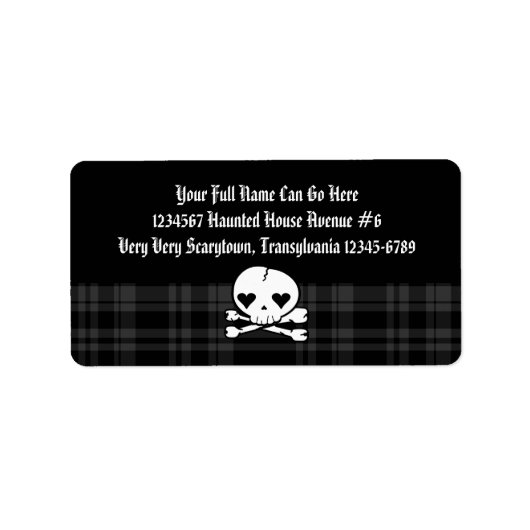 Kawaii Skull & Black Pset Etiket (Voorkant)