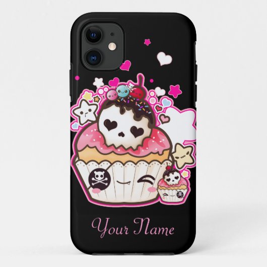 Kawaii skull cupcake met sterren en hart Case-Mate iPhone case (Achterkant)