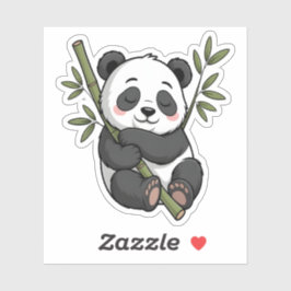Kawaii slaappanda op bamboe sticker