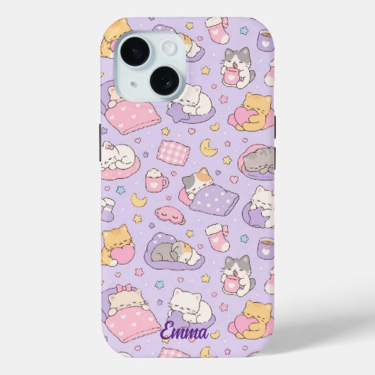 Kawaii Sleeping Cats Pattern Phone Case (Achterkant)