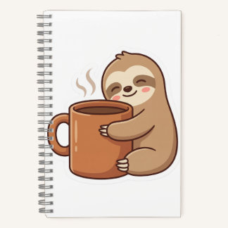 Kawaii Sloth Coffee Spiral Notebook | Aesthetic Jo Notitieboek