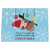 Kawaii Sloth Kerstpunny Holiday Winter Cute Groot Cadeauzakje (Voorkant)