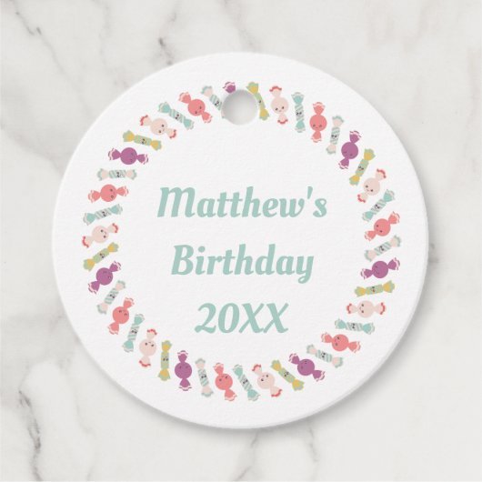 Kawaii Smiling Snoep Gift Label voor Personalisati (Voorkant)