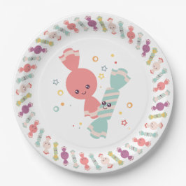 Kawaii Smiling Snoep Papieren Borden Papieren Bordje