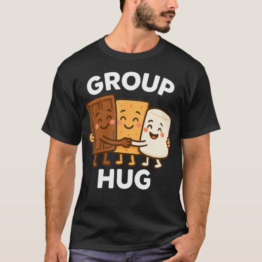 Kawaii S'Mores Campfire Group Hug Camping T-shirt (Voorkant)