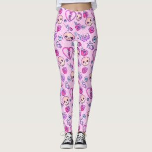 Kawaii Snakes en Rozen pasteelGothic Leggings