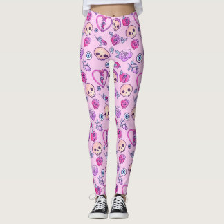 Kawaii Snakes en Rozen pasteelGothic Leggings