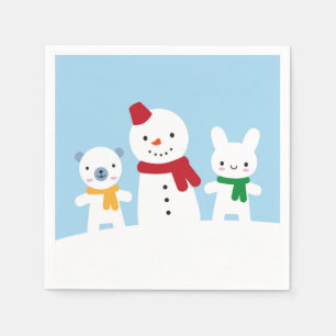 Kawaii Sneeuwdag met Konijn & Beer Servet
