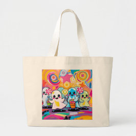 Kawaii Snoep Parade Kleurrijke Schattigee Cartoon Grote Tote Bag
