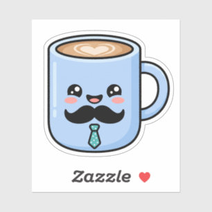 Kawaii Snorhaar Koffiemok Cute Vaderdag Sticker