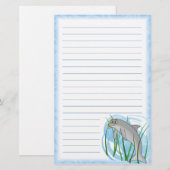 Kawaii Snorkel Dolphin Stationery Briefpapier (Voorkant / Achterkant)