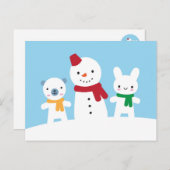 Kawaii Snow Day with Bunny & Bear Briefkaart (Voorkant / Achterkant)