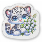 Kawaii Snow Leopard Big Cat Anime Stickers (Devant)