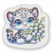 Kawaii Snow Leopard Big Cat Anime Stickers (Devant)