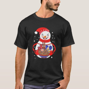 Kawaii Snowman met Kerstfeest Funny T-shirt