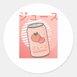 Kawaii Soft Drink Aesthetics Japans peach Juice Ronde Sticker