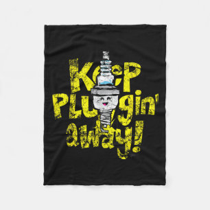 Kawaii Spark Plug Keep Pluggin Away Motivatie R Fleece Deken