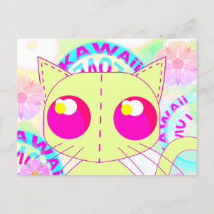 Kawaii speelgoed katgeel animescherm briefkaart