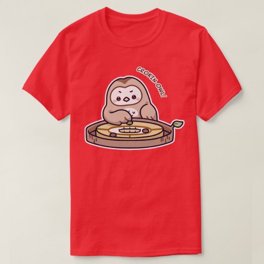 Kawaii Spelletjes Crokinole Uil T-shirt (Design voorkant)