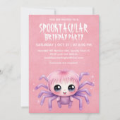 Kawaii Spider Halloween Verjaardagsfeest Kaart (Voorkant)