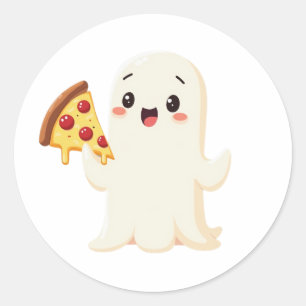 Kawaii spook met pizza ronde sticker