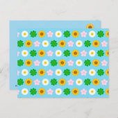 Kawaii Spring Flowers (Blauw) Briefkaart (Voorkant / Achterkant)